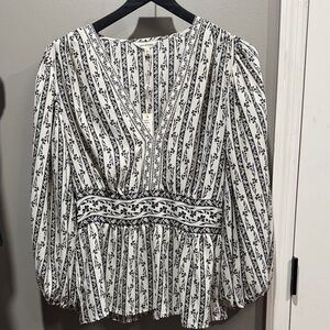 Black and White Striped Women's Top